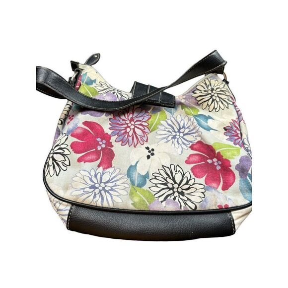 Floral Canvas Shoulder Bag With Leather Accents By Croft & Barrow - Picture 5 of 12